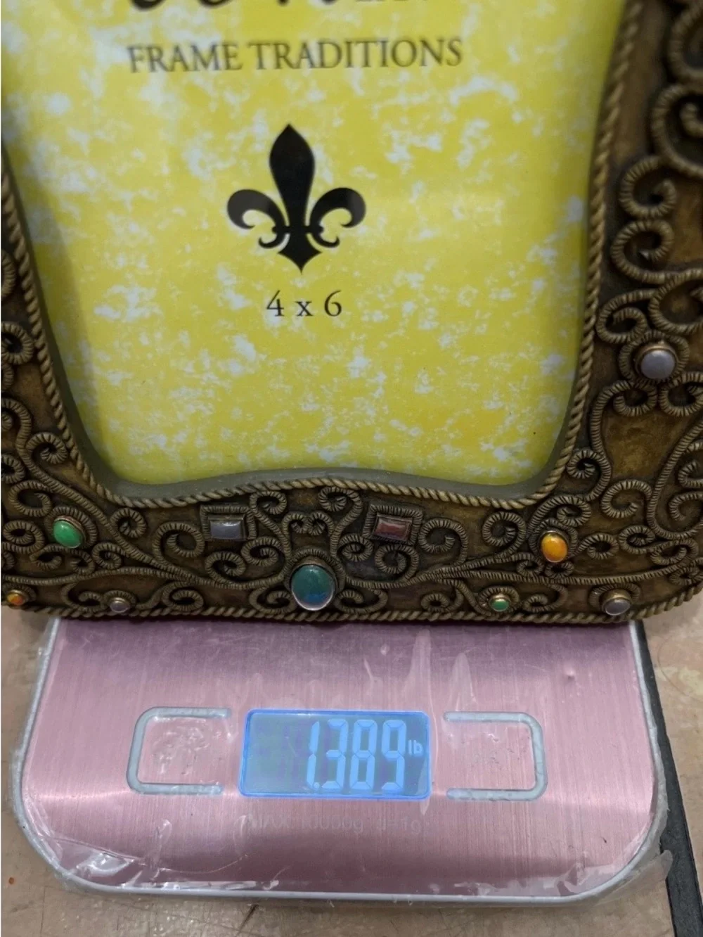 Vintage 3D Beaded Multi-Color Ornate Resin 4x6 Picture Frame